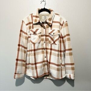 SAGE- NWT Women's Beige and Brown Plaid Jacket Size M
